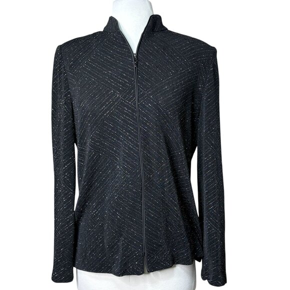 Alex Evenings Black Dress Jacket Sparkle Beaded Size Medium - Picture 1 of 8